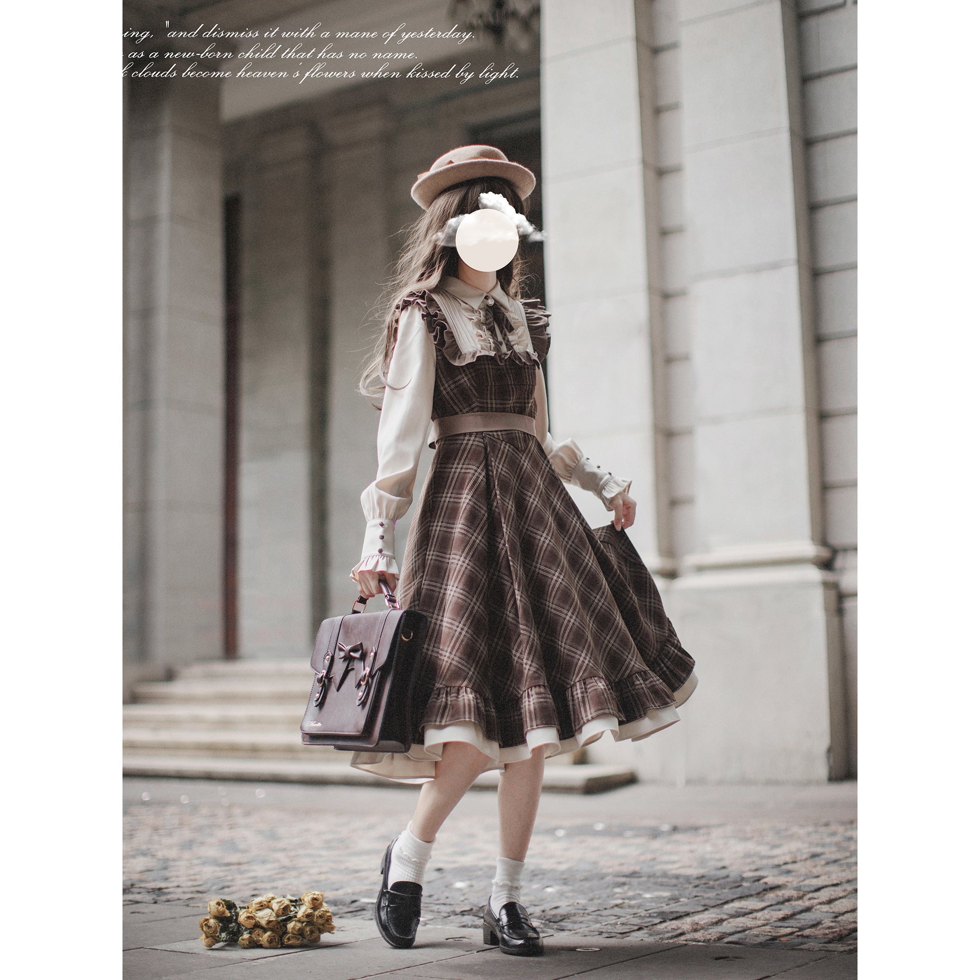 British tea-colored checked dress（予約商品：30日以内に発送