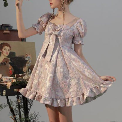 Alice Dress Bowknot Puff Sleeve Princess Lolita Skirt