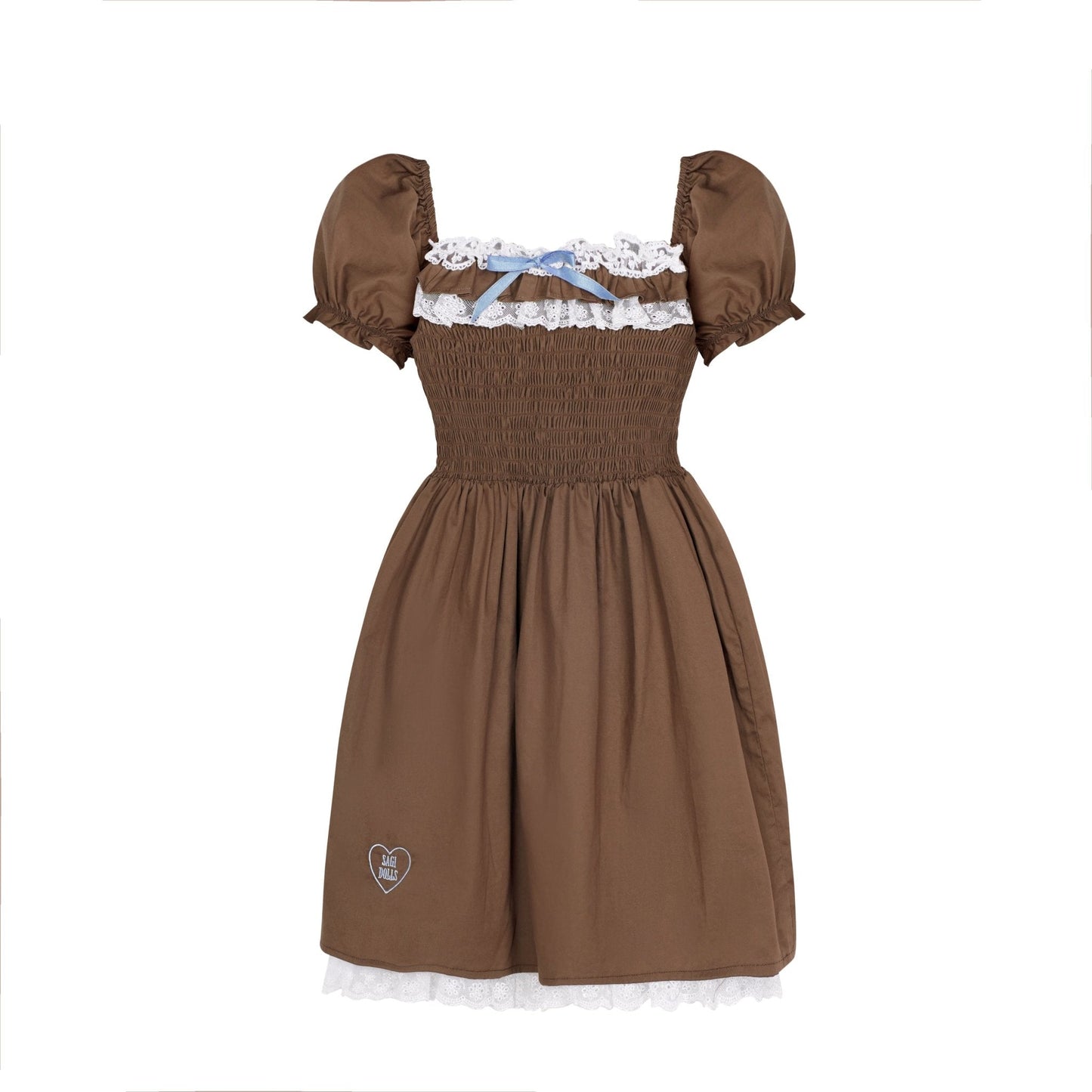 Ancient early sense brown sweet high waist dress