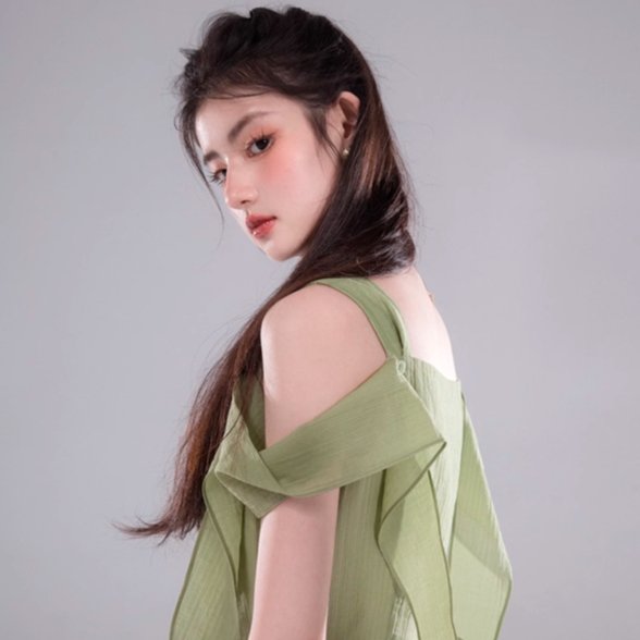 bamboo shadow green cool shirt with shoulder sleeves