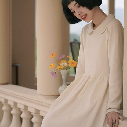 Beige apricot  casual knitted inner dress