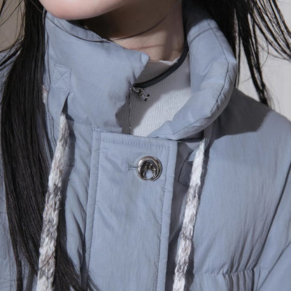 Blue gray, enveloping 90 white duck down jacket
