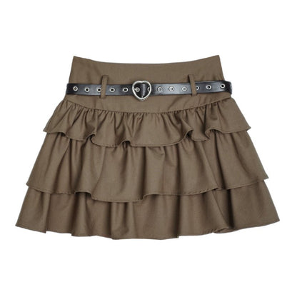 Brownie Maillard Brown Metal Belt Cake Skirt