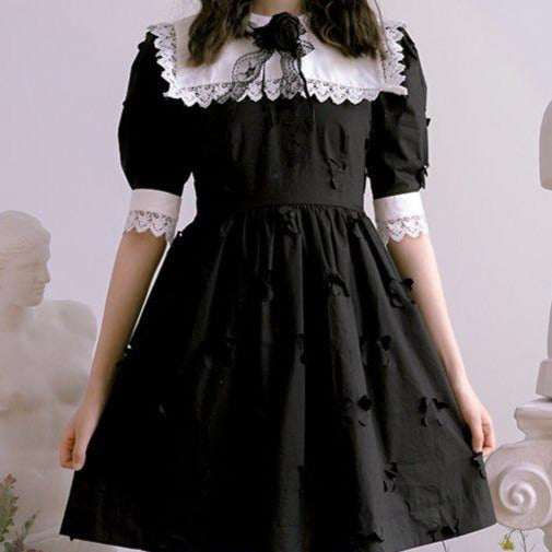 Butterfly Hollow Retro Girl Doll Short Sleeve Dress