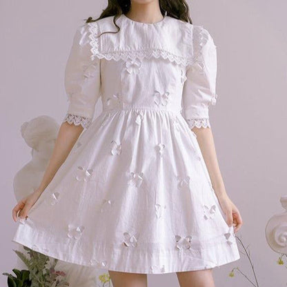 Butterfly Hollow Retro Girl Doll Short Sleeve Dress