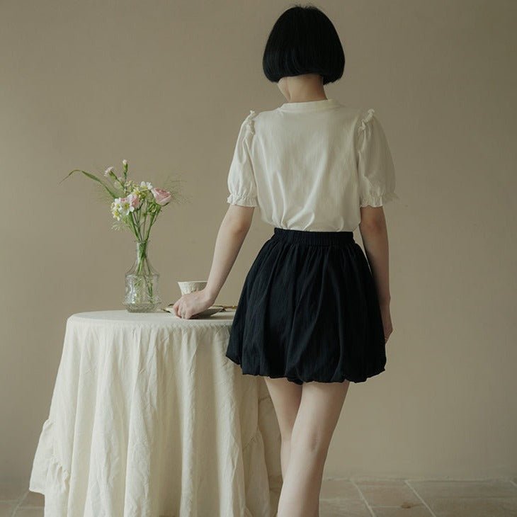 Cotton jacquard three-dimensional pleated bloomers shorts