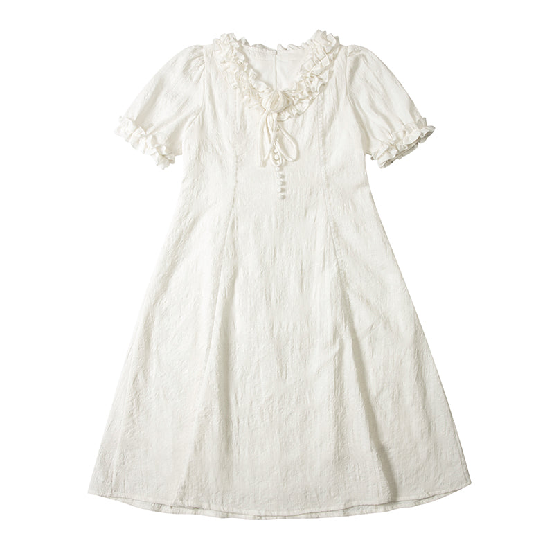 White long skirt dress short-sleeved long summer skirt