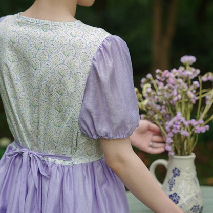 Dreamy purple iris flower waist dress