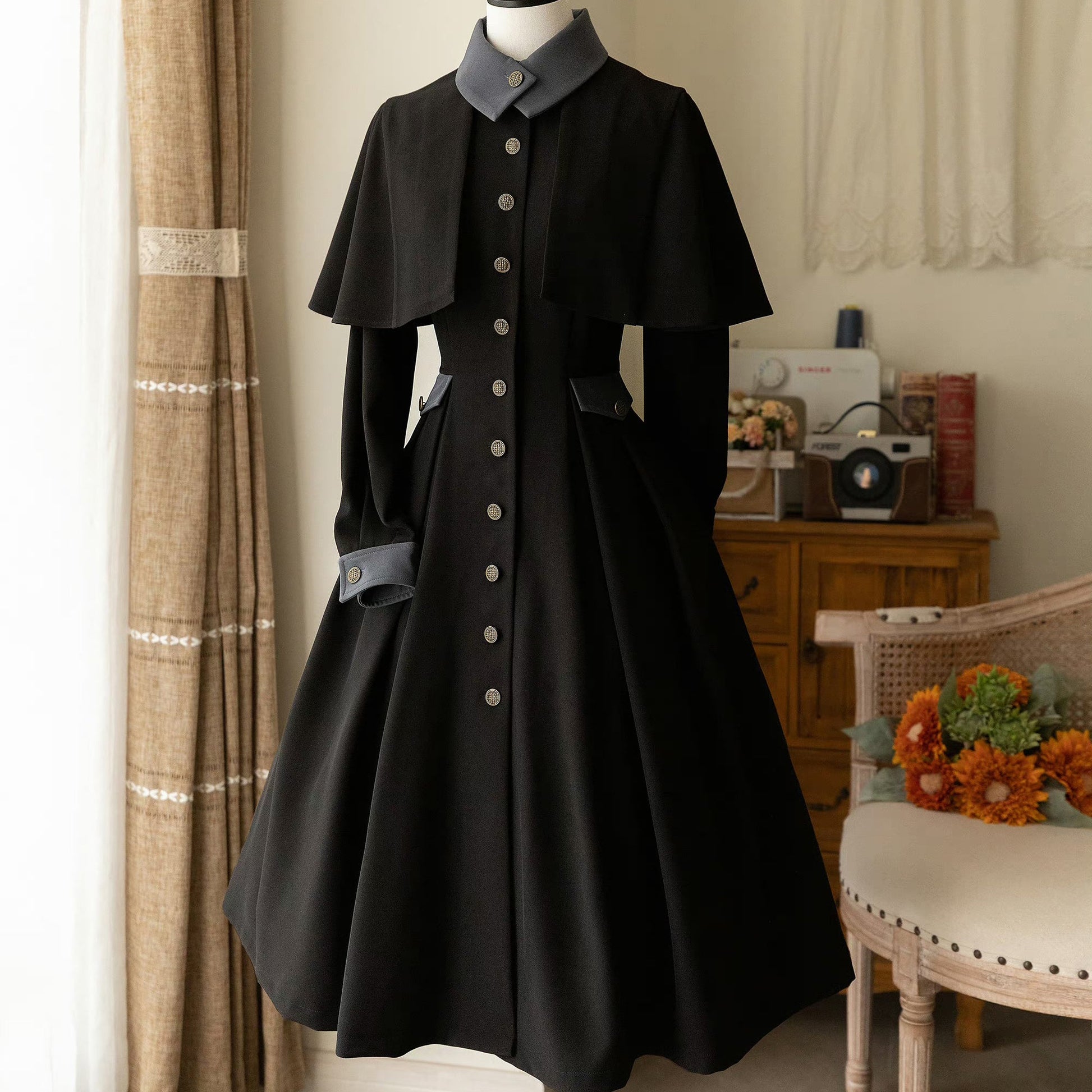 Dark Witch Classical Coat Dress and Short Cape (black) remulia Dark Witch Classical Coat Dress and Short Cape (black) remulia