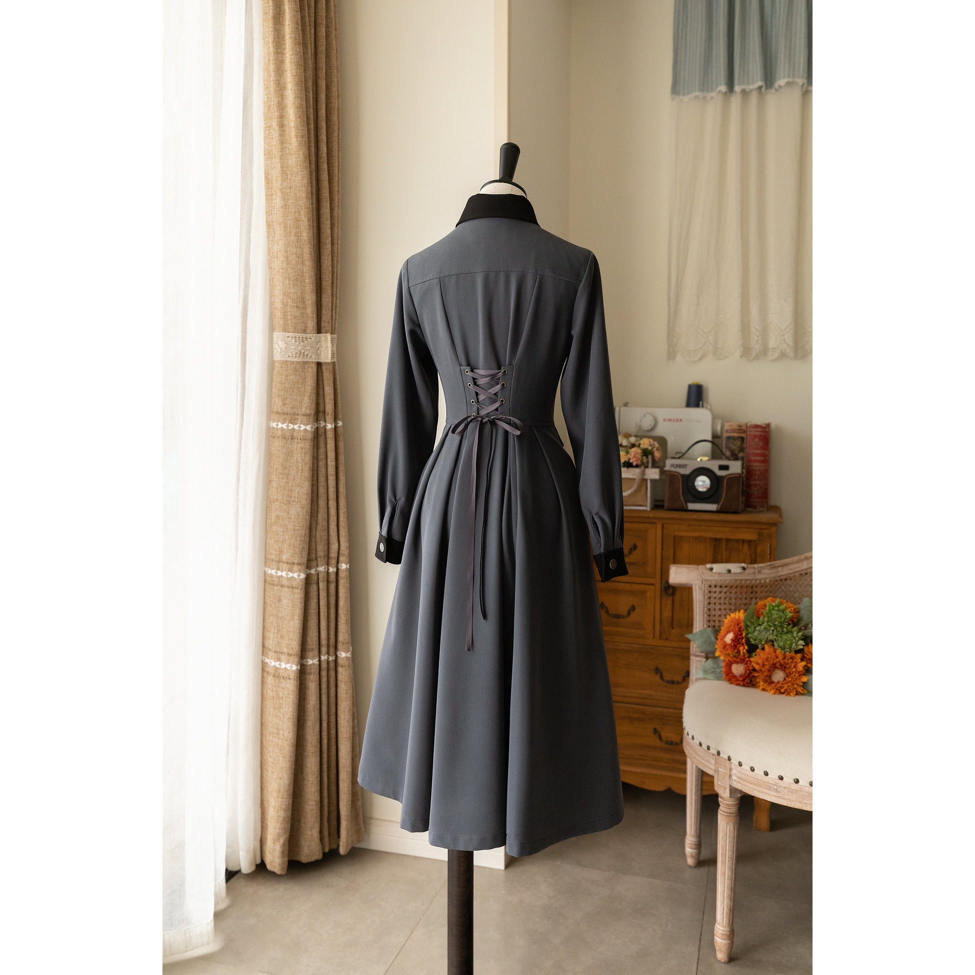 Mist witch classical coat dress and short cape (Dark gray) remulia Mist witch classical coat dress and short cape (Dark gray) remulia