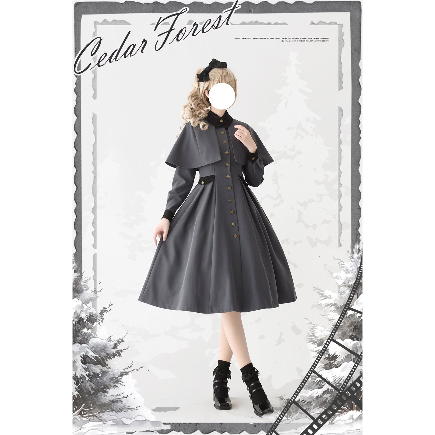 Mist witch classical coat dress and short cape (Dark gray) remulia Mist witch classical coat dress and short cape (Dark gray) remulia