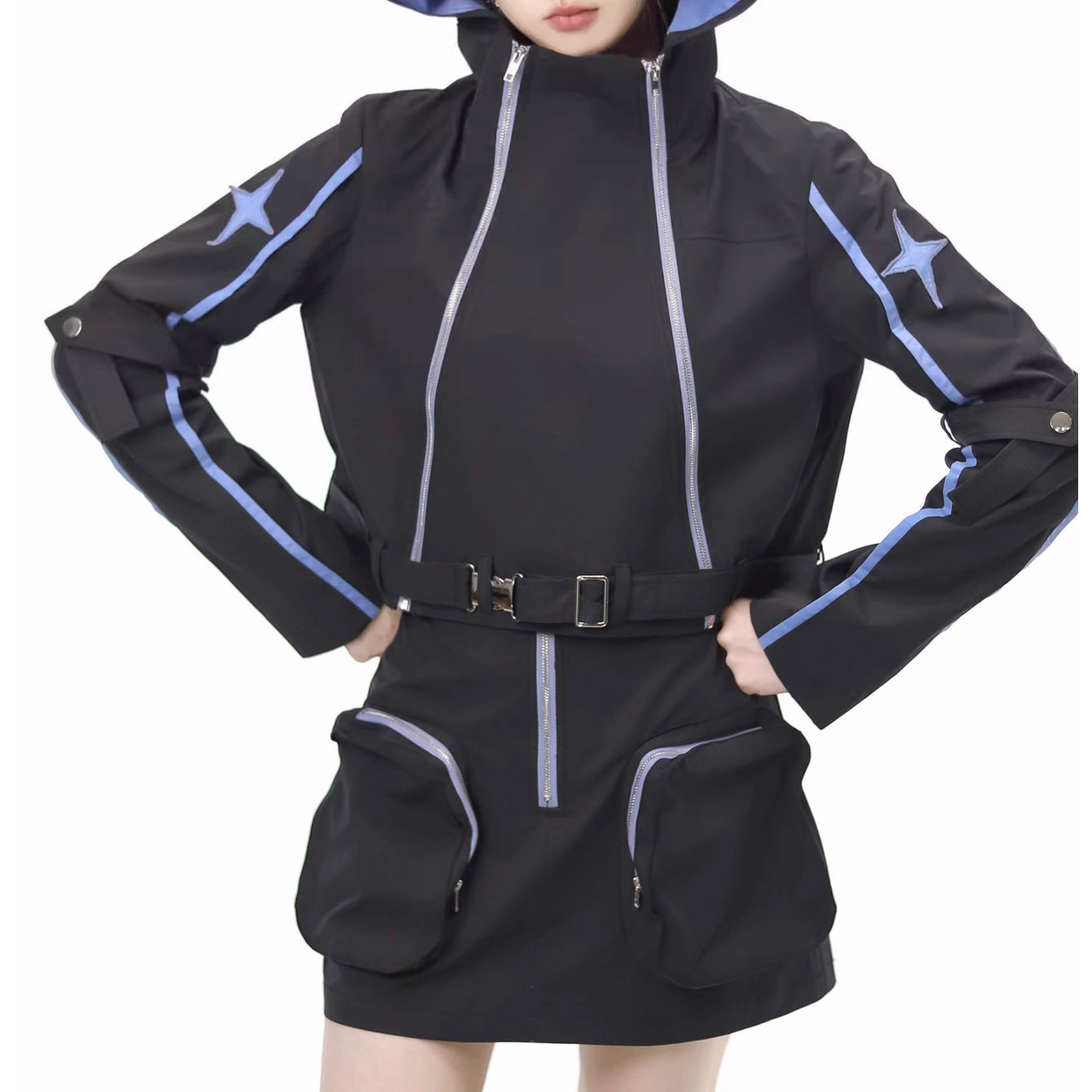 Futuristic Cat Ear Girl Tops and Bottoms