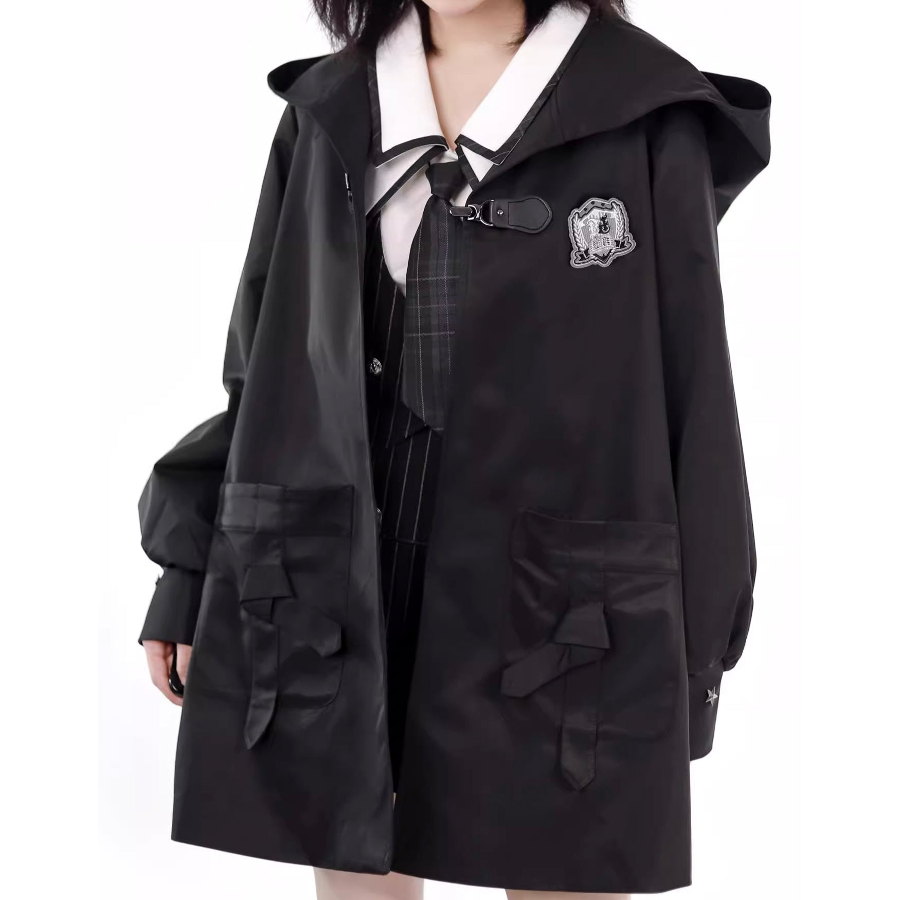 Black Striped Literary Girl Top and Bottoms