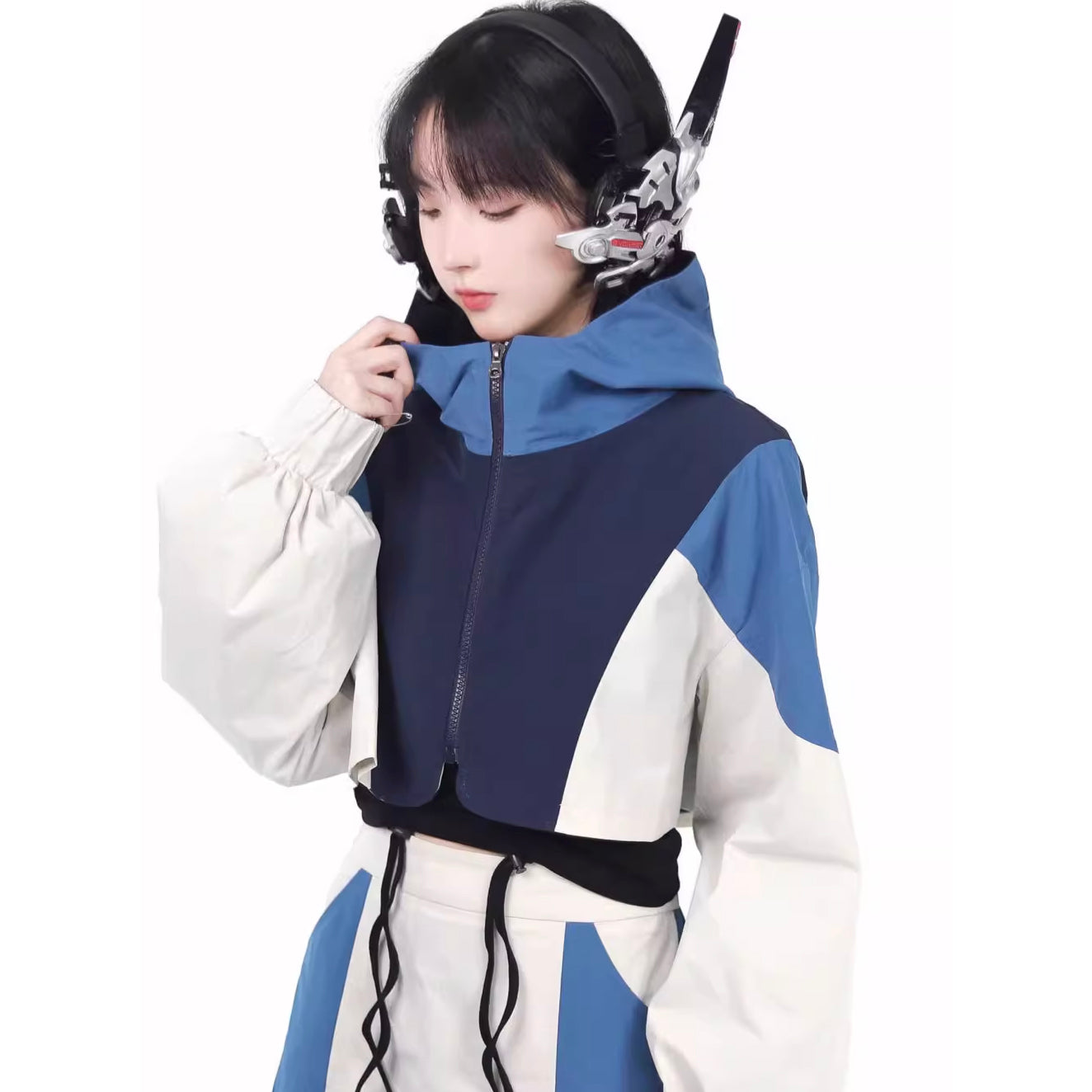 Futuristic Girl Like an Astronaut Jacket, Tops and Bottoms