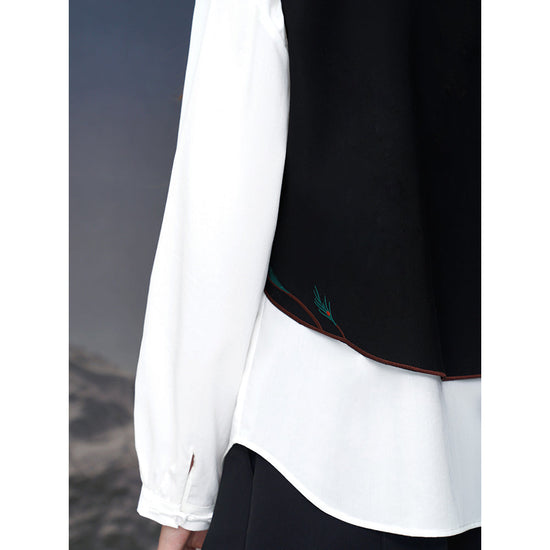 Red fox and pine treetop embroidery vest remulia