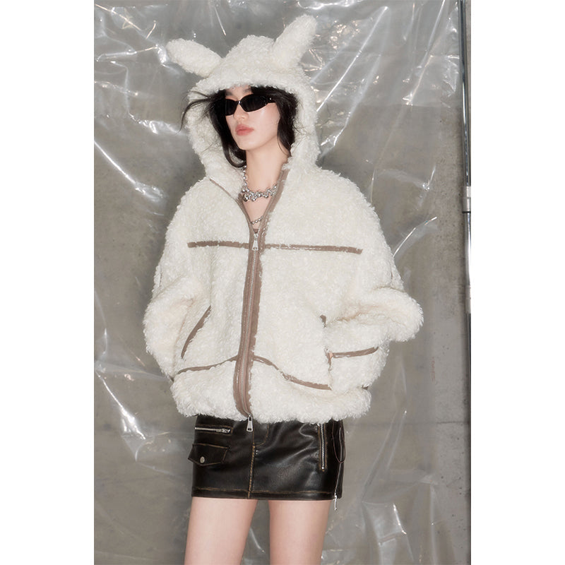 Rabbit Fur Hooded Jacket