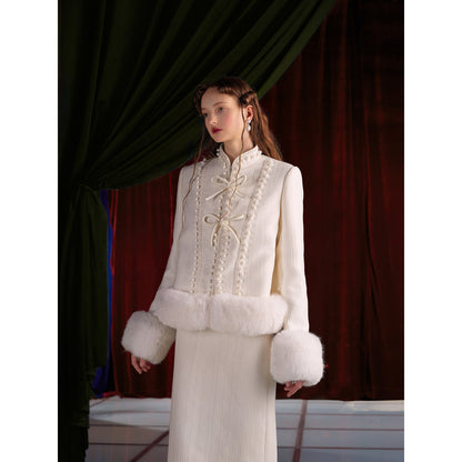 宮廷王妃の刺繍チャイナジャケットとロングスカート