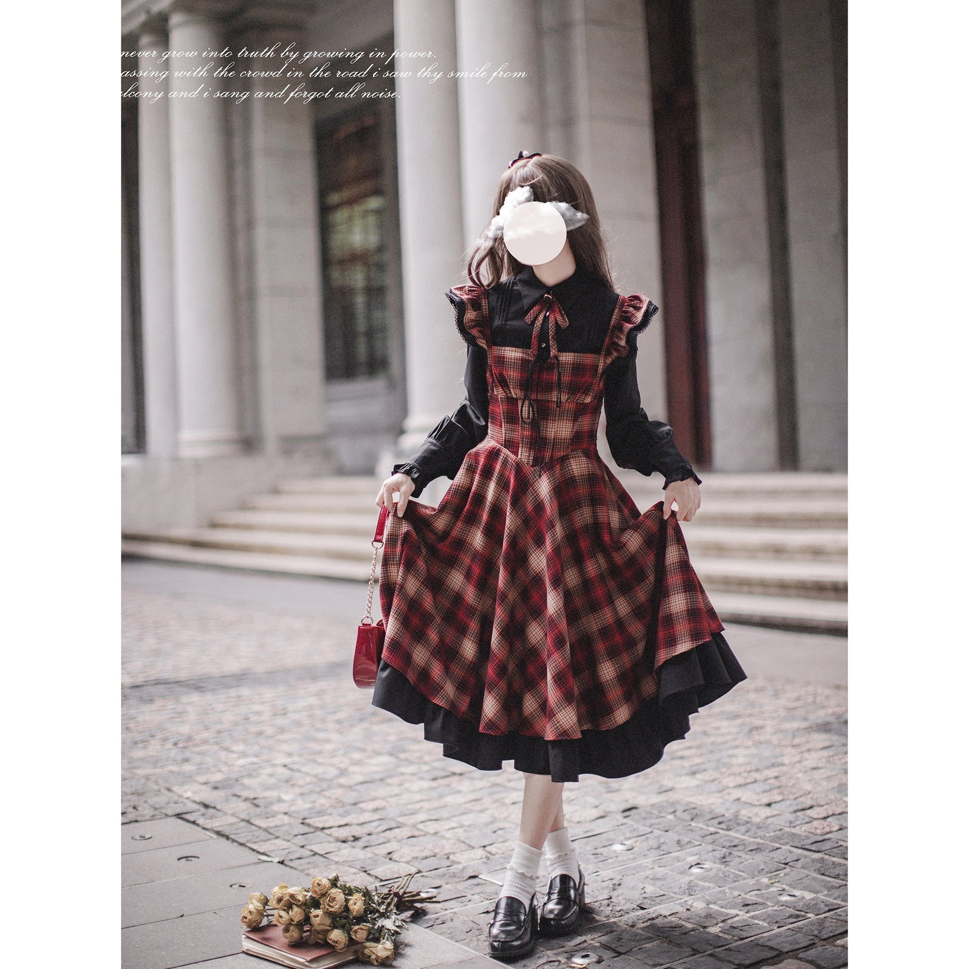 british retro tartan dress Way Out West' Black Watch Tartan 50s Style Swing Dress. With Pockets!