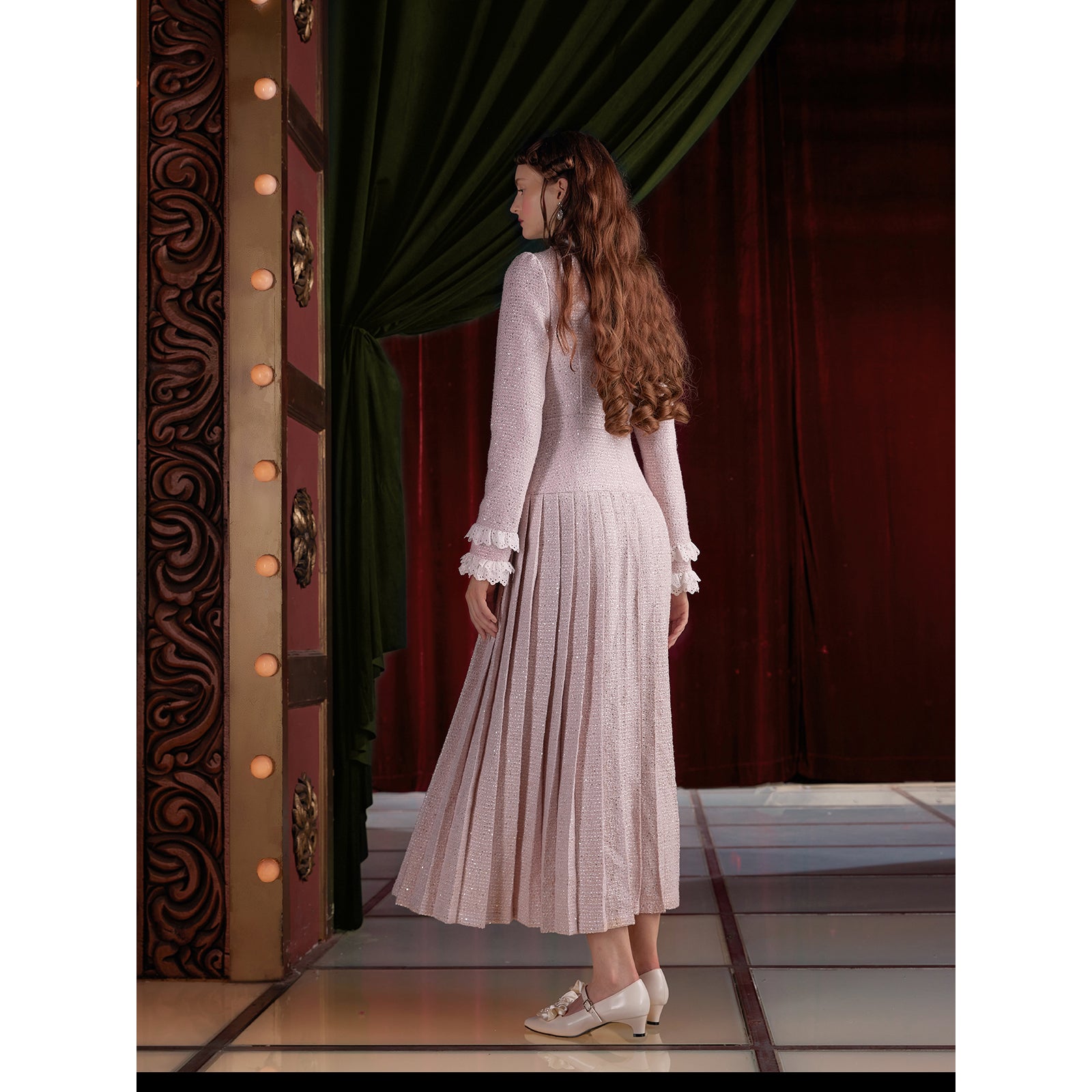 tweed pleated dress The Tradition Cream Embellished Pleated Tweed Dress, X-Large - The Mint Julep Boutique