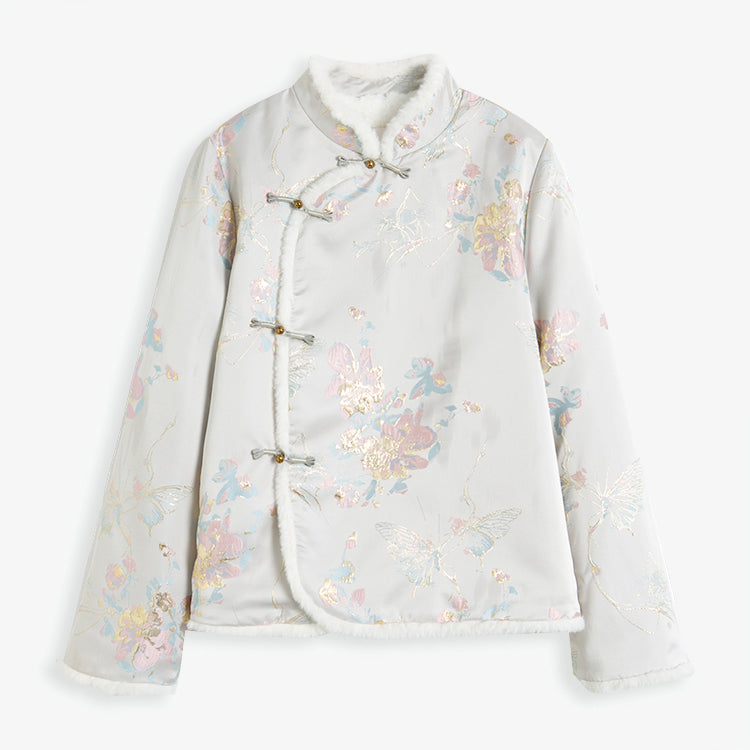 花鳥画の刺繍チャイナファージャケット