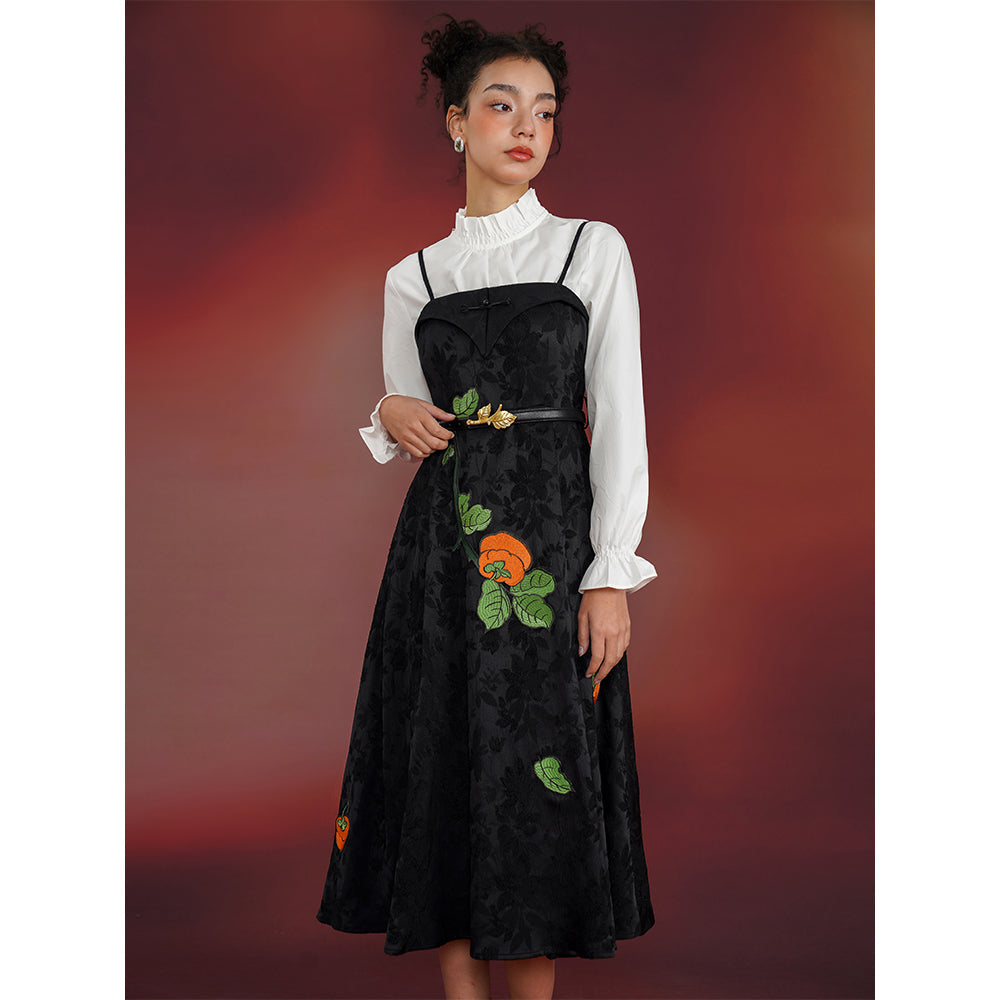 Persimmon fruit embroidery strap dress remulia Persimmon fruit embroidery strap dress remulia