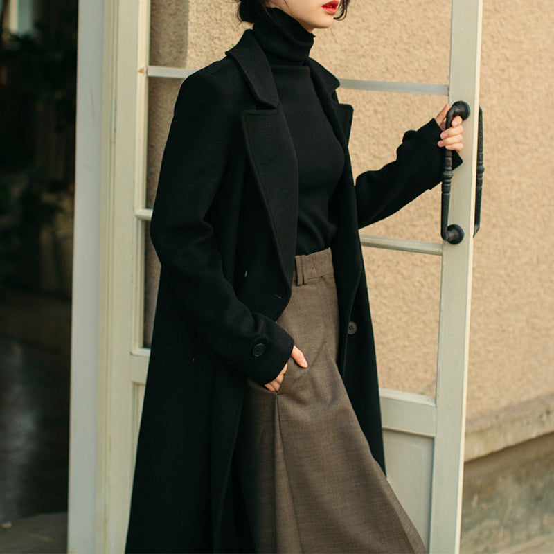 Cool black long wool coat – remulia