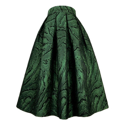 深緑の幾何学柄ヘップバーンスカート