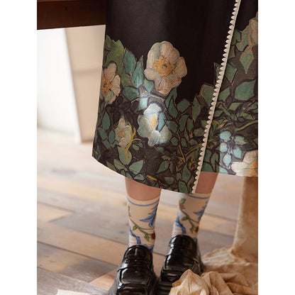 野薔薇の油彩画ジャンパースカート