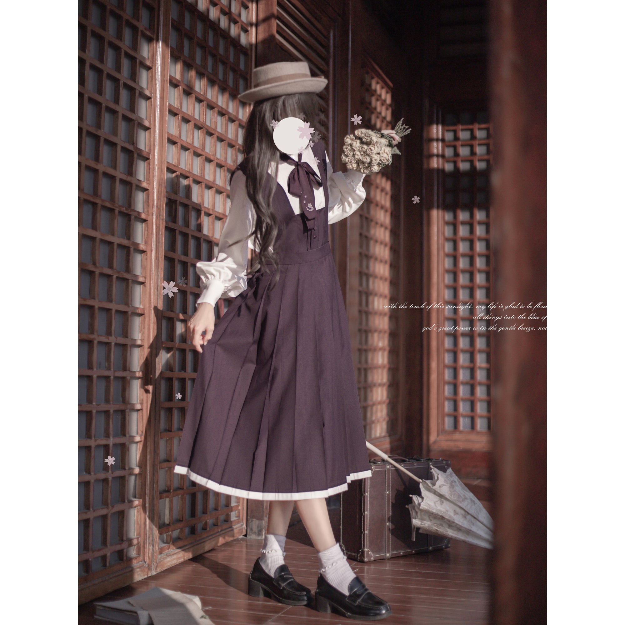 Dull purple court girl jumper skirt, blouse and cardigan（予約商品：30日以内に発送）