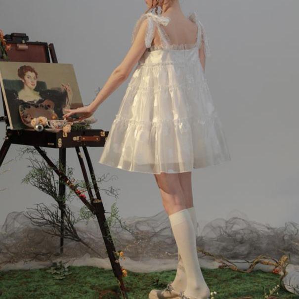 Elf petty dress translucent frilled doll skirt strap