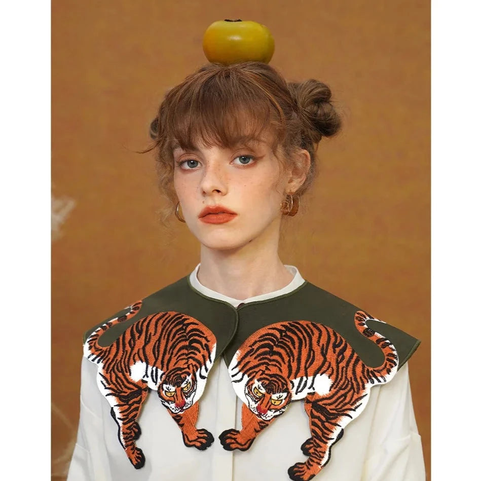 menacing tiger embroidery collar – remulia