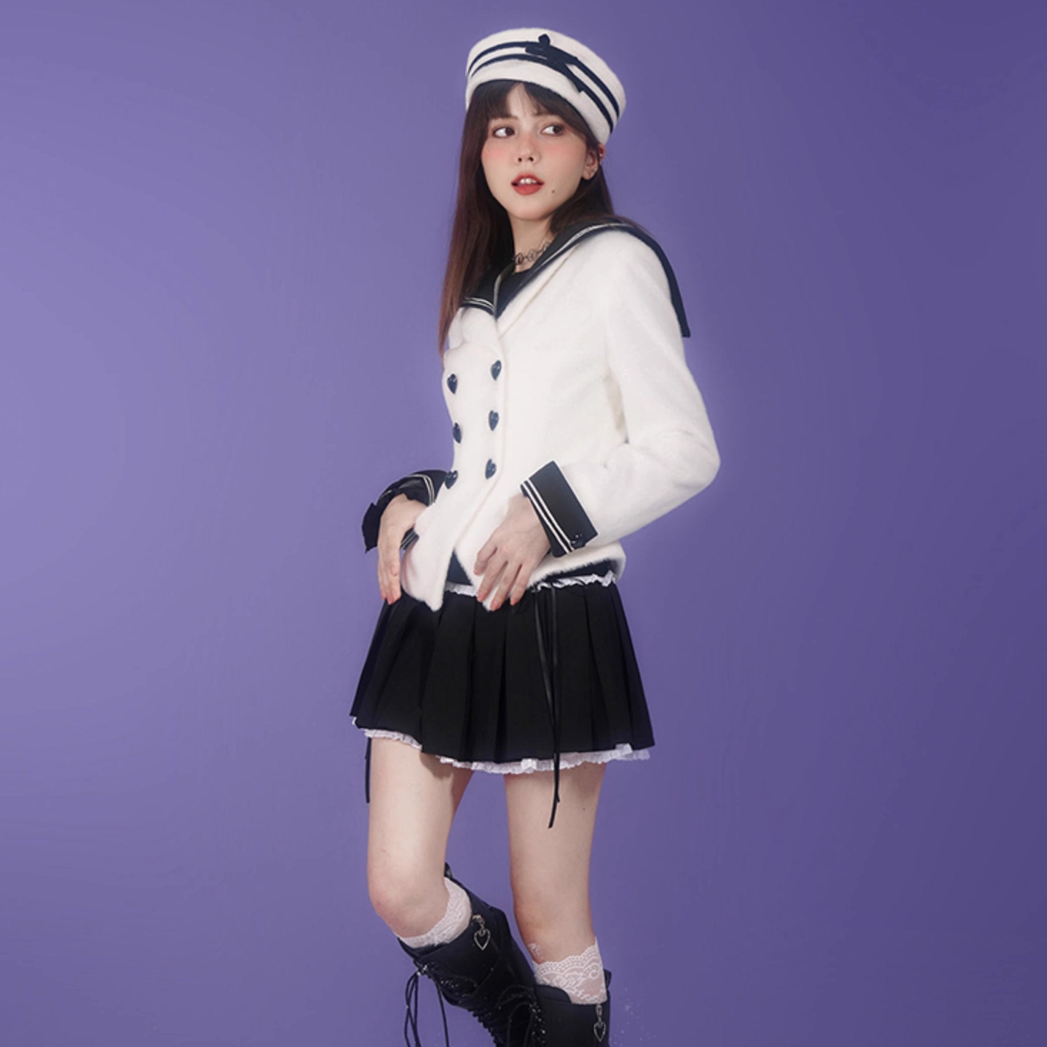 Sweet school style sailor collar coat – remulia