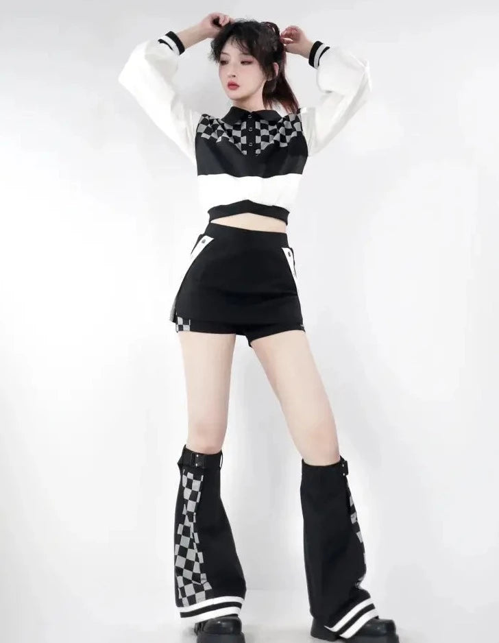 Monotone Checkerboard Girl Tops and Bottoms