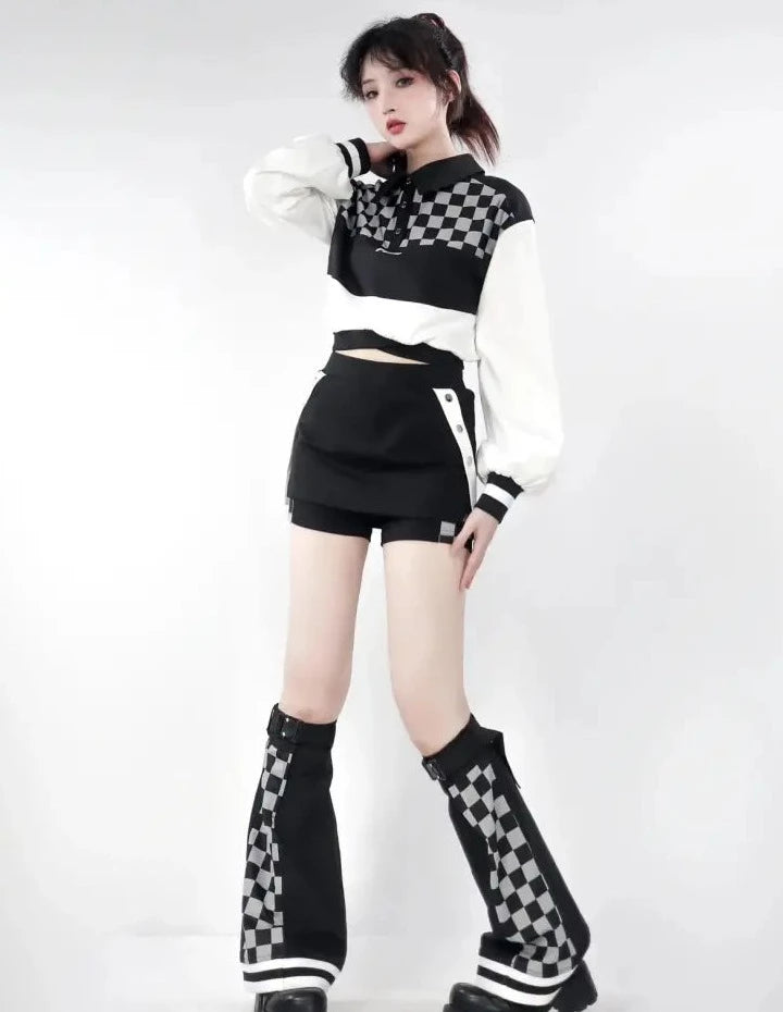 Monotone Checkerboard Girl Tops and Bottoms