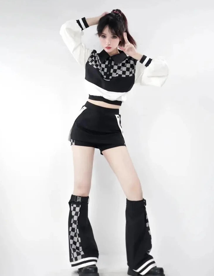 Monotone Checkerboard Girl Tops and Bottoms
