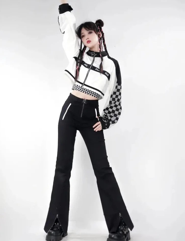 Monotone Checkerboard Girl Tops and Bottoms