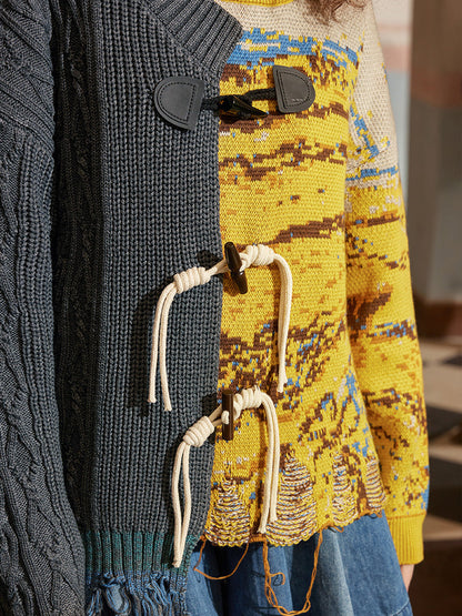 麦畑の油彩画セータージャケット