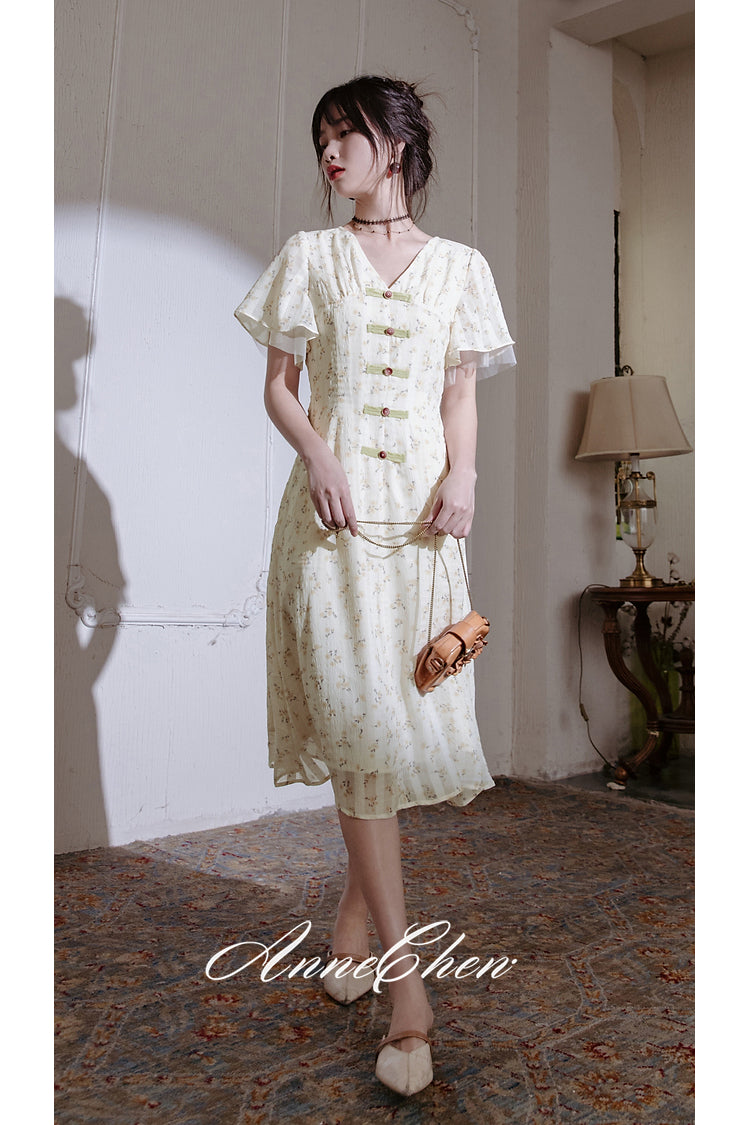 Twilight colored Chinese dress with falling flowers remulia Twilight colored Chinese dress with falling flowers remulia