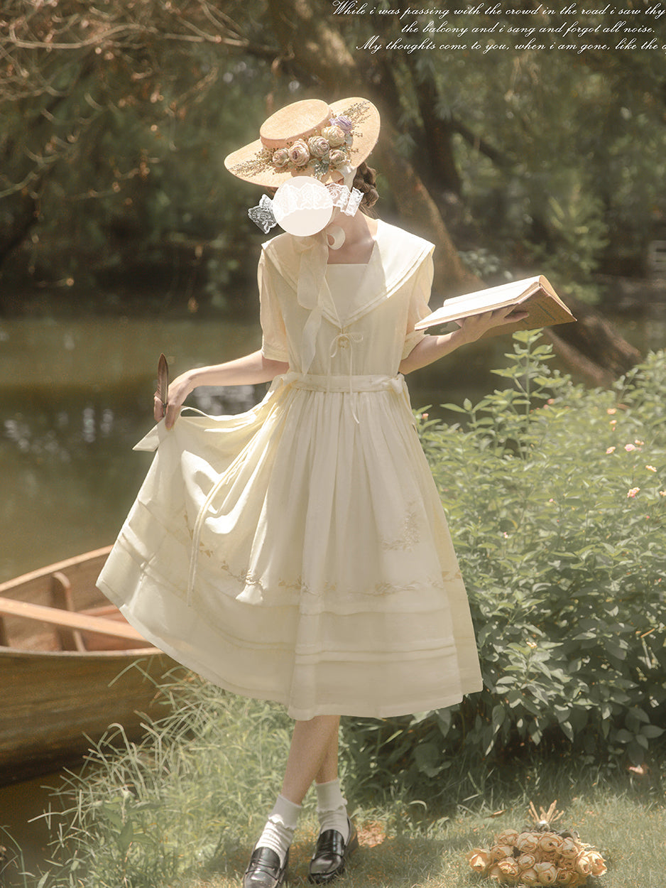 rose embroidery classical dress ＆ overskirt