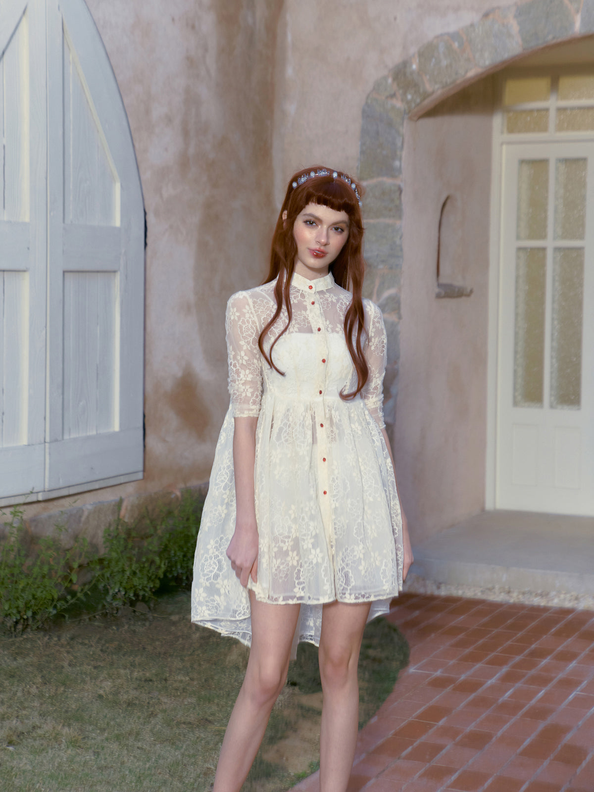 Princess floral lace sheer dress – remulia