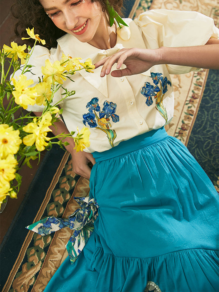 アイリスの花咲くアシンメトリースカート