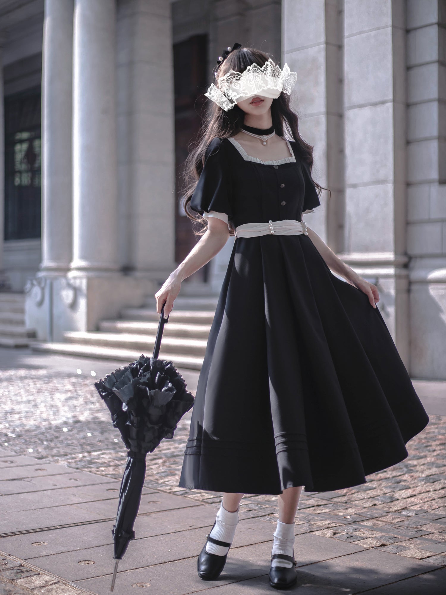 jet-black lady Literary classical dress