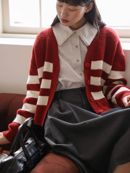 Madder striped knitted cardigan