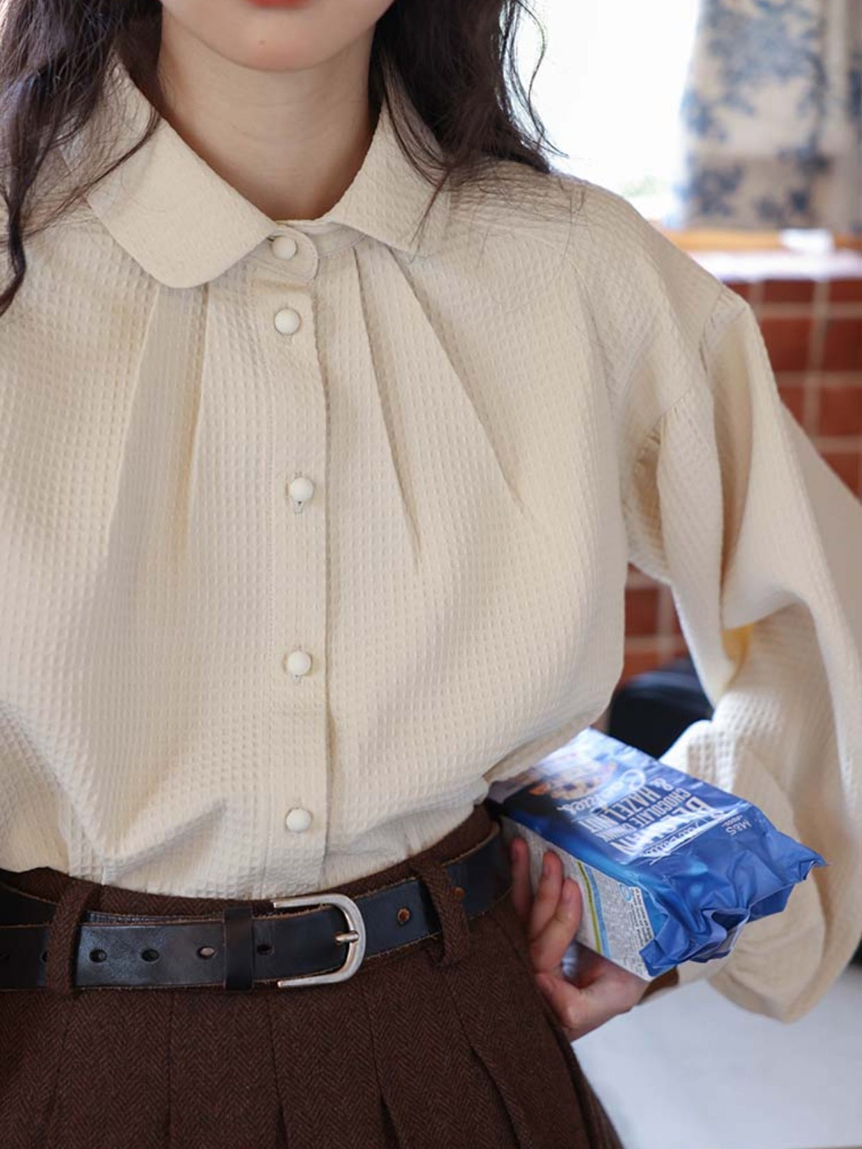 Western girl's plaid retro blouse
