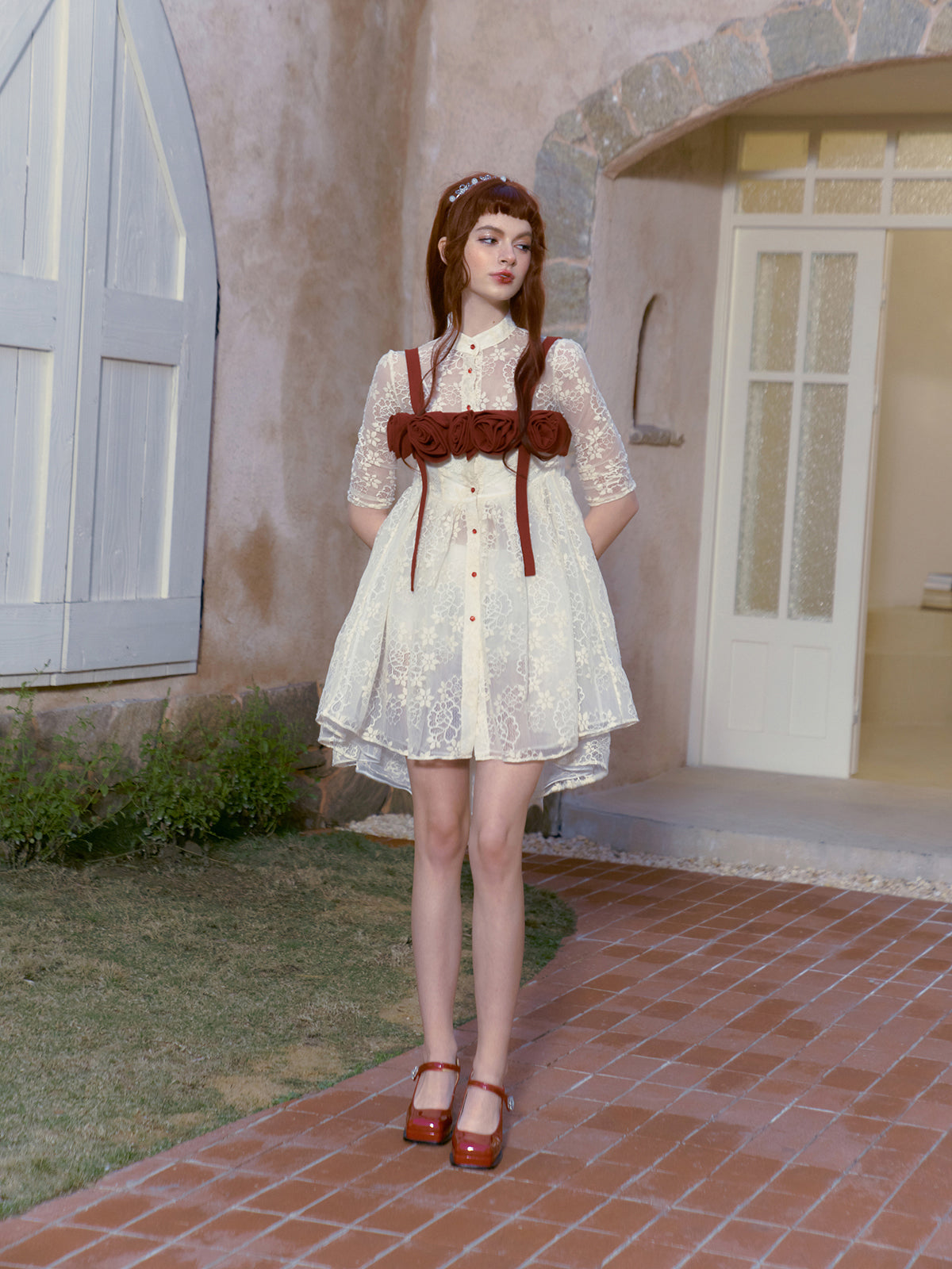 Princess floral lace sheer dress remulia Princess floral lace sheer dress remulia