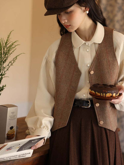 British girl's plaid classical vest