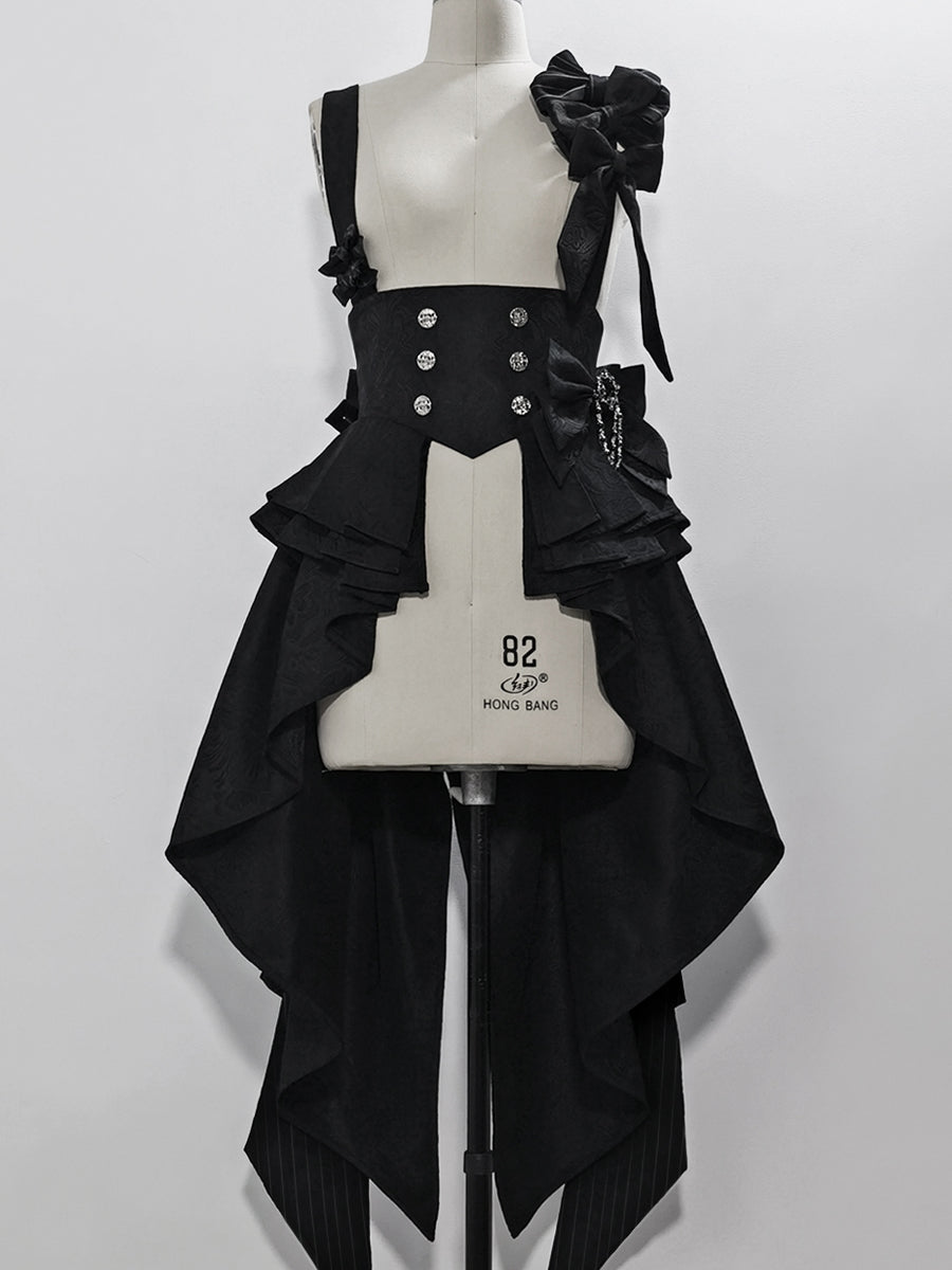 公爵騎士のジャガードコルセットと刺繍ブラウスとストライプハーフパンツとストライプバックリボンとリボンブローチと帽子[2023年7月中旬発送予定]