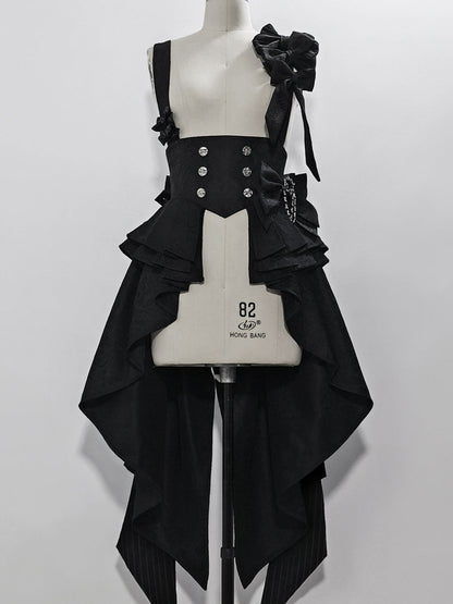 公爵騎士のジャガードコルセットと刺繍ブラウスとストライプハーフパンツとストライプバックリボンとリボンブローチと帽子[2023年7月中旬発送予定]