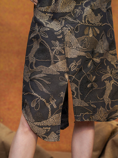密林に蠢く豹のジャガードアシンメトリースカート