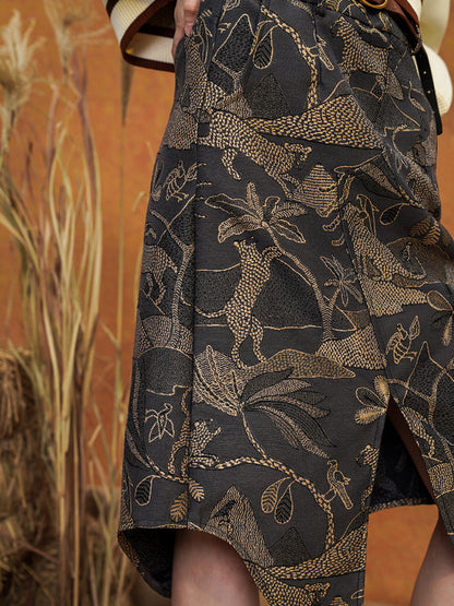 密林に蠢く豹のジャガードアシンメトリースカート
